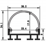 Z2624 Channel Anodized 26x24mm Curved Hanging 2.44m