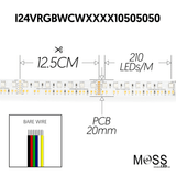 FlexLED 210 RGB+WW+CW 24V 2700k - 6000k Bare end wires 20MM