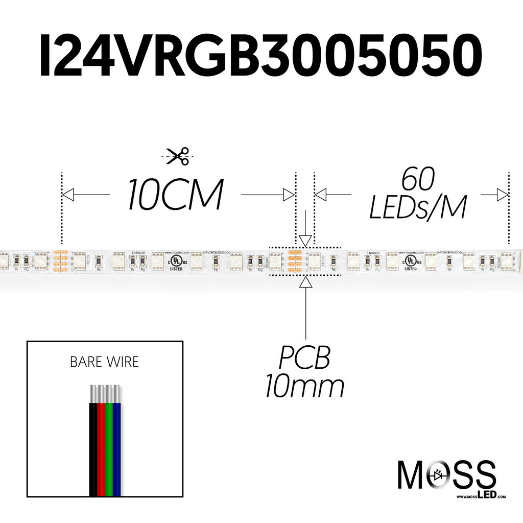 FlexLED RGB 24V 60 LED/Meter Indoor Bare Wire  I24VRGB3005050