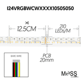 FlexLED 210 RGB+WW+CW 24V 2700k - 6000k Bare end wires 20MM I24VRGBWCW276010505050