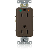 Leviton® Decora Plus Isolated Ground Duplex Receptacle Outlet, Heavy-Duty Hospital Grade, Smooth Face, 15 Amp, 125 Volt, Back or Side Wire, NEMA 5-15R, 2-Pole, 3-Wire, Self-Grounding - BROWN