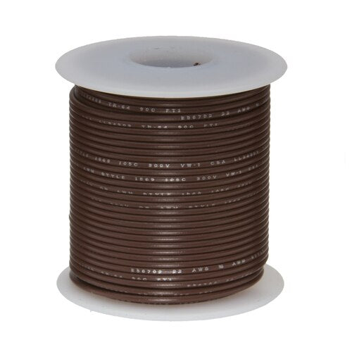 Hook Up Wire PVC,brown, 22 AWG, 100 FT