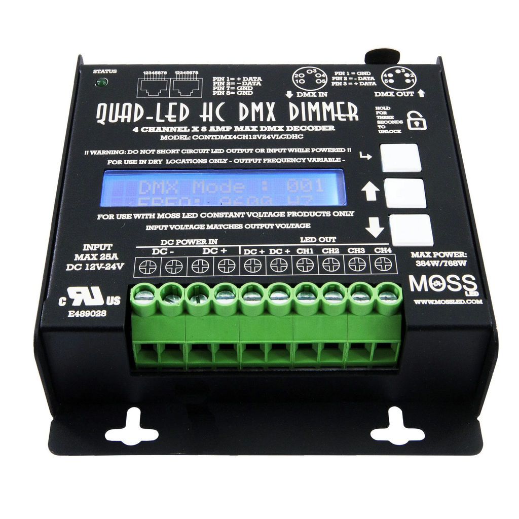Quad-LED High Current DMX - 4 Channel Dimmer CONTDMX4CH12V24VLCDHC