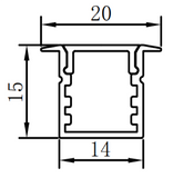 Z-2015 Channel Anodized 20x15mm Flush Recessed 2.44m