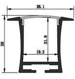 Z-3628 Channel Anodized 36x28mm Flush Recessed 2.44m