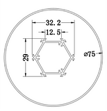 Z-D75 Channel Anodized 75mm Diameter 360 Degree Hex-Core 2.44m